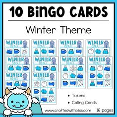 winter theme cards with the words winter themed