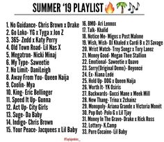 the summer 19 playlist is shown in black and white