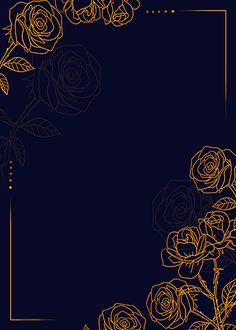 gold roses on a black background with a golden frame for the text in the center