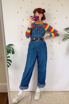 Artsy Girl Outfit, Artistic Outfits, Outfit Ideas Colorful, Artsy Girl, Overall Outfit, Artsy Outfit, Overalls Outfit, Artsy Style