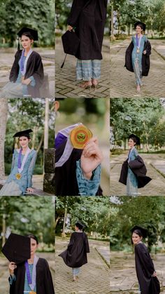 a collage of photos showing people in graduation gowns