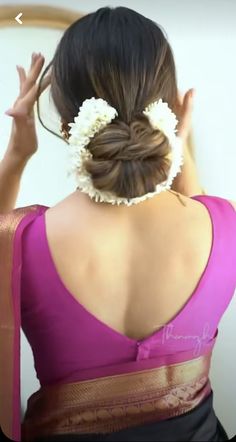 Long Hair And Short Hair, Hairstyles Juda, Simple Bridal Hairstyle, Brocade Blouse Designs, Bridal Hair Tutorial, Ideas Haircut, Traditional Hairstyle