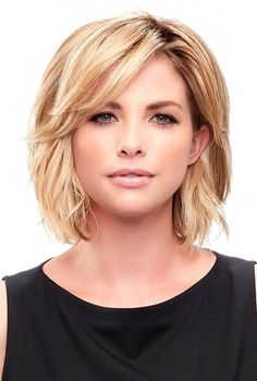 Essentially You Topper Hairpiece by Jon Renau Wigs #ShortBob Medium Layers, Wavy Bob, Hair Toppers, Straight Human Hair, Short Hair With Layers, Layered Hair, Bobs Haircuts, Fine Hair, Bob Hairstyles