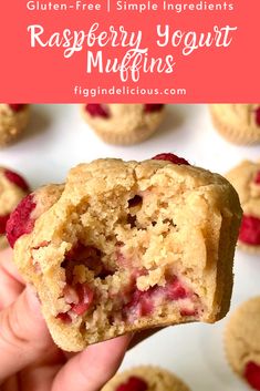 raspberry yogurt muffins with text overlay