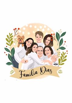 a family photo with the words, famila dias on it