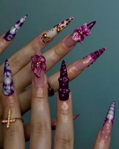 Vibrant Floral Press-on Nails Handcrafted 3D Purple Tulips Nail Set Wedding Nails, Flower Nails, Custom Hand-painted Press on Nails - Etsy Vietnam Tulip Nails, Nails Flower, Wow Nails, Purple Tulips, Unique Acrylic Nails, Bling Acrylic Nails, Fire Nails, Funky Nails, Pretty Acrylic Nails