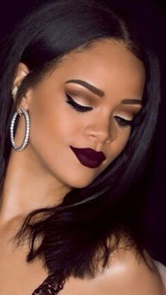 Black Lipstick Makeup, Rihanna Makeup, Mekap Mata, Makeup Sephora, Prom Makeup Looks, Dark Lipstick, Beauty Make-up, Braut Make-up, Dark Lips