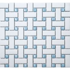 a white and blue tile pattern with small squares