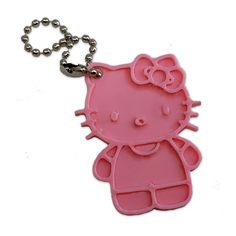 a pink hello kitty keychain on a chain