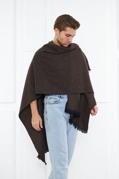 Shipping details: Estimated delivery 2-5 bus. days Express shipping on all orders  US CAN UK EU UK Wool  cotton blend poncho for men -- Black and Brown available  Measurements:  140x155 cm 55''x61'' This beautiful  boho poncho jacket is super comfy and easy to wear Perfect for winter season, Keeps you very warm  Free size, Great fit for S,M,L,XL Made of highest quality cotton wool acrylic blend Very stylish and fashionable,  Cozy and elegant Perfect Christmas, birthday, new Year's, anniversary g Mens Blanket, Cape Men, Fall Capes, Poncho Men, Oversize Scarf, Mens Poncho, Shawl Black, Boho Poncho, Poncho Jacket