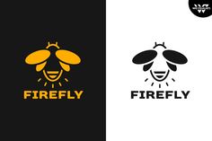 the logo for firefly is designed in black and yellow, with an image of a bee