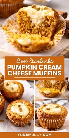 pumpkin cream cheese muffins with the title above it