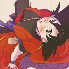 an anime character with his mouth open and hands out to the side, wearing a red coat