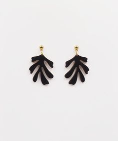 Handmade Black Dangle Clip-on Earrings, Black Dangle Plug Earrings As Gift, Black Dangle Plug Earrings For Gift, Handmade Black Earrings, Handmade Black Clip-on Earrings For Gift, Black Dangle Plug Earrings, Black Drop Clip-on Earrings With Ear Wire, Black Drop Clip-on Earrings, Black Single Dangle Earring