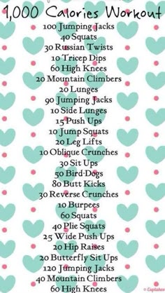 a printable workout poster with the words, 100 calories workouts for women