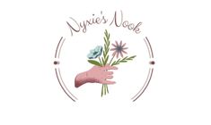 a hand holding a flower with the words yuyiie's nook on it