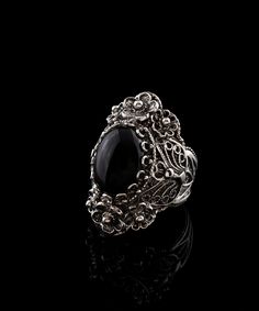 Black Onyx Silver Oval Gothic Statement Ring, 925 Sterling Artisan Made Handcrafted Goth Filigree Cocktail Ring Handmade Women Jewelry Punk ring, floral ring, flower basket ring Material: 925 Sterling Silver (NICKEL FREE) Gemstone: Black Onyx 10x14 mm. FREE, FAST AND TRACKABLE SHIPPING FOR ALL EU COUNTRIES AND USA. COMES WİTH VELVET POUCH AND LUXURY GİFT BOX. Show off this gorgeous ring at any occasion. This eye catching elongated oval statement ring is perfect to add glam to outfit with Black Onyx Gemstone Ring. This vintage, original, and stylish luxury jewelry is perfect for wearing at parties, festivals and everyday life.  Comes with a gift pouch and box. Our handmade pieces are the perfect gift for a mom, wife, daughter, friend, lover, relative, etc. ideal gift for birthday, anniversa Gothic Carved Jewelry Gift, Gothic Silver Oval Jewelry, Gothic Oval Collectible Jewelry, Silver Gothic Oval Jewelry, Ornate Black Oval Ring, Gothic Sterling Silver Oval Jewelry, Gothic Oval Rings For Formal Occasions, Gothic Hallmarked Rings For Collectors, Collectible Gothic Oval Jewelry