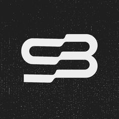 a black and white logo with the letter b in it's center, on a dark background