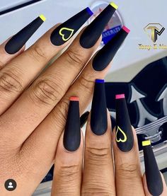 Trends Nails, Black Coffin Nails, Manicure Nail Designs, Nails Trends, Nail Designs Valentines, Acrylic Coffin, Nails 2020, Ideas Nails