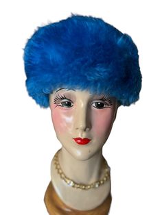 Stunning ..  eye catching rare royal blue vintage 50'/60's hand tailored domed pillbox style mouton hat .. this beautiful hat would look gorgeous with a royal blue outfit .. the hat is in excellent condition has a 9 in opening and stands 5 in tall .. lots of detailed hand stitching on the inside .. smoke and pet free Blue Formal Winter Hat, Formal Blue Winter Hat, Fitted Royal Blue Hat With Short Brim, Vintage Blue Hat For Formal Occasions, Vintage Blue Mini Hats With Short Brim, Vintage Blue Mini Hat With Short Brim, Blue Vintage Mini Hat With Short Brim, Luxury Blue Short Brim Hat, Blue Novelty Hat, One Size Fits Most