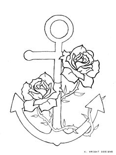 an anchor with roses on it