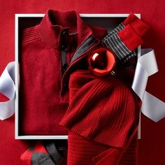 a red shirt and some white ribbons on a red background with the words, gifts made for wish lists