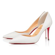 IRIZA 85 WHITE LEATHER - Women Shoes - Christian Louboutin White Louboutin Heels, White Louboutin, Christian Louboutin Iriza, Louboutin Online, Tshirt Quilt, Professional Shoes, Bling Shoes, Louboutin Heels, Wedding Shoes Heels