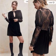 New Condition With Tag No Flaws Smoke Free 2 Layers Chest 14in Length 33in Open To Reasonable Offer Velvet Black Dress, Velvet Shirt Dress, Cold Shoulder Shift Dress, Black Button Up Shirt, Black Embroidered Dress, High Neck Mini Dress, Free People Mini Dress, Velvet Mini Dress, Black Velvet Dress