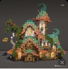 an image of a house made out of legos and trees with lights on it