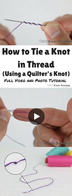 someone is drawing with colored crayons on paper and the words how to tie a knot in thread