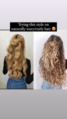 curly_candace on Instagram: ⁣Another super easy half-up bun and I LOVE this one! 😍⠀ ⠀ Would you try it? ⠀ ⠀ #hairreels #reelsremix #naturallywavy #naturallycurly Long Natural Curls, Bella Hair, Natural Wavy Hair, Hairdos For Curly Hair, Wavy Curly Hair, Looks Street Style