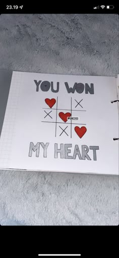 a piece of paper that says, you won my heart