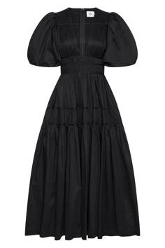 Fallingwater Ruched Midi Dress | Black | Aje – Aje ROW Mode Kimono, Ruched Midi Dress, Denim Accessories, White Maxi Dresses, Color Ivory, Floral Dress Black, Womens Midi Dresses, Black Midi Dress, Skirt Fashion