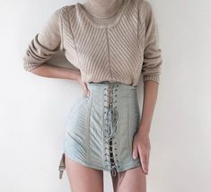 Oversized Chunky Knit Sweater, Vintage Girdle, Corset Fashion, Chunky Knits, Vintage Calvin Klein, Biodegradable Packaging, Overbust Corset, Chunky Knit Sweater, Outfit Combinations