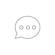 a black and white line drawing of a speech bubble with three dots on it's side