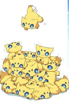 a bunch of pikachu are sitting in the middle of a pile of other pikachu