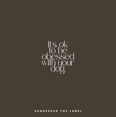 the quote it's ok to be obesed with your dog on brown background