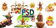 various decorative items are displayed in this graphic art work, with the words psd