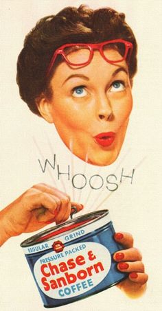 a woman wearing red glasses with the words whoosh on her face in front of her