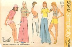 Simplicity 5640 Top, Halter-Top, Bell-Bottom Hip-Hugger Pants, Shorts Sz 10 CUT 70s Halter Top Pattern, Halter Top Sewing Pattern, 70s Halter Top, Sewn Clothes, 70s Halter, 70s Sewing Patterns, Halter Top Pattern, Halter Pattern, 1970s Sewing Patterns