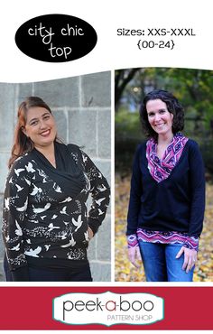 two women wearing sweaters with birds on them and the words city chic top