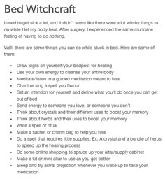 the bed witch's guide to help you get ridd by someone in bed