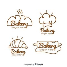 bakery logo templates with bread and croissant on white background free psd file