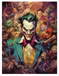 the joker is surrounded by many other characters