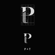 the letters p and p are placed next to each other on a black background with white lines