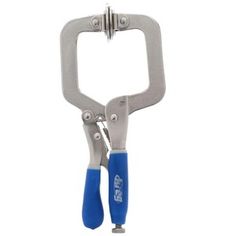 a pair of pliers with blue handles on a white background