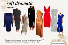 Soft Dramatic Wedding Guest, Dramatic Mood Board, Dresses For Soft Dramatic, Soft Dramatic Style Guide, Soft Dramatic Summer Dress, Kibbe Soft Dramatic Celebrities, Soft Dramatic Blazer