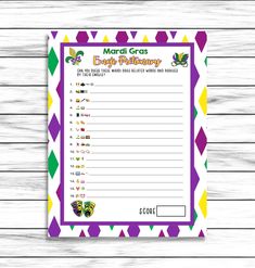 mardi gras party printable game