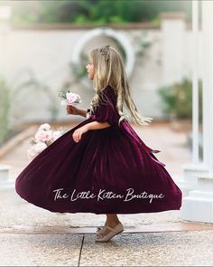 Velvet Dress For Kids, Winter Flower Girl Dress, Velvet Christmas Dress, Black Holiday Dress, Girls Velvet Dress, Velvet Holiday Dress, Victorian Fashion Dresses, Hunter Wedding, Dusty Pink Dresses