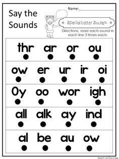 an english worksheet with the words say the sounds and numbers to be heard